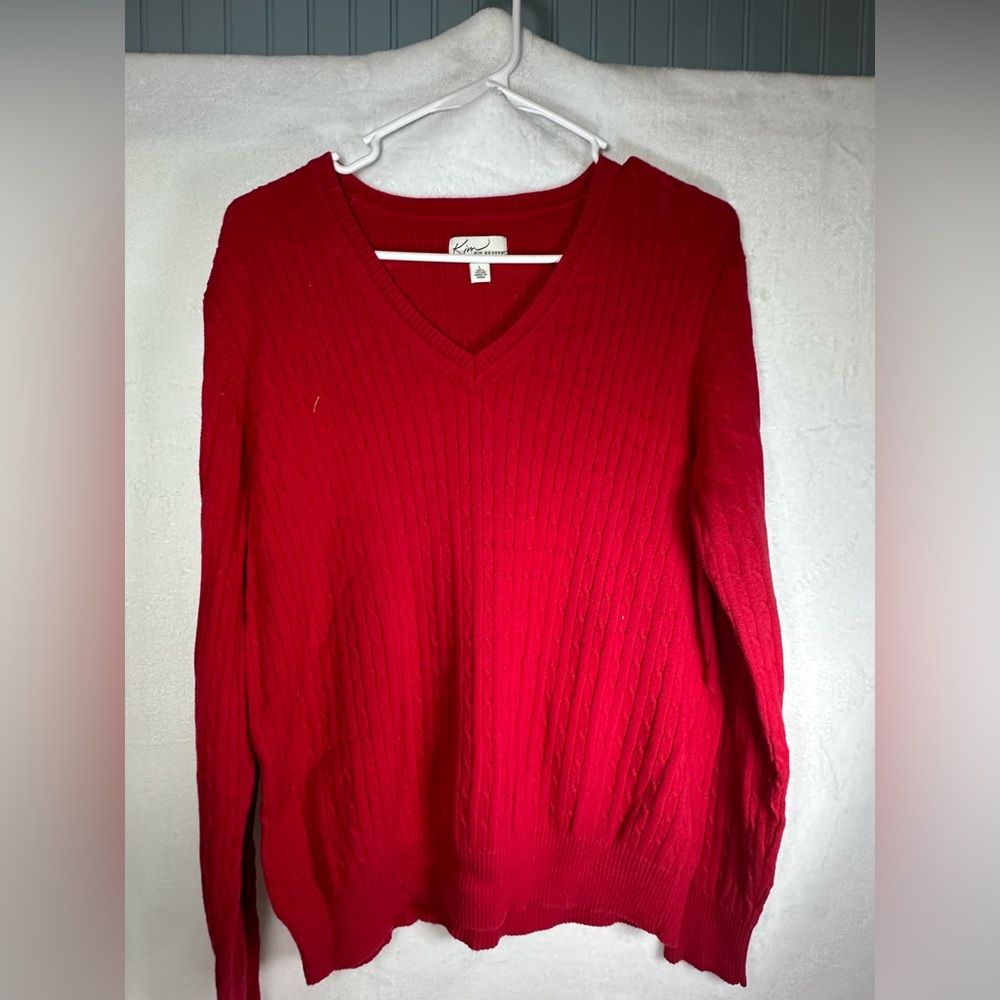 Kim Rogers Vibrant Red V-Neck Sweater